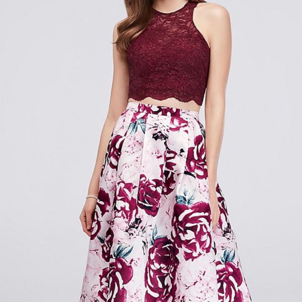 New David’s bridal prom dress two piece floral